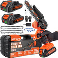 6 Inch Cordless Mini Chainsaw with 2 Batteries 2 Chains H5874