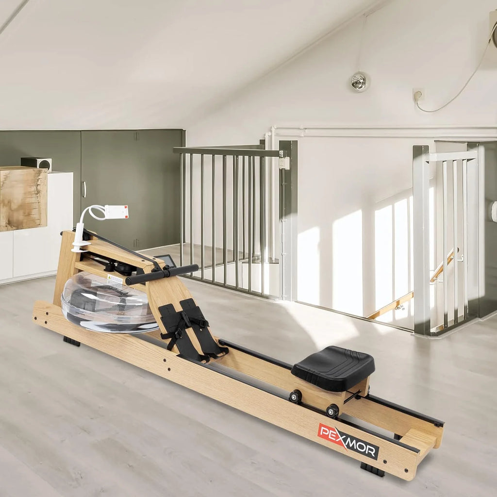 Oak Wood Water Rowing Machine with LCD Monitor R677