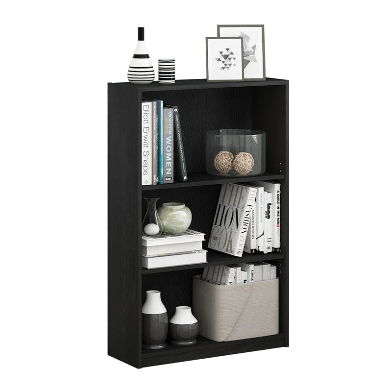 3-Tier Adjustable Shelf White Wood Bookcase C1644
