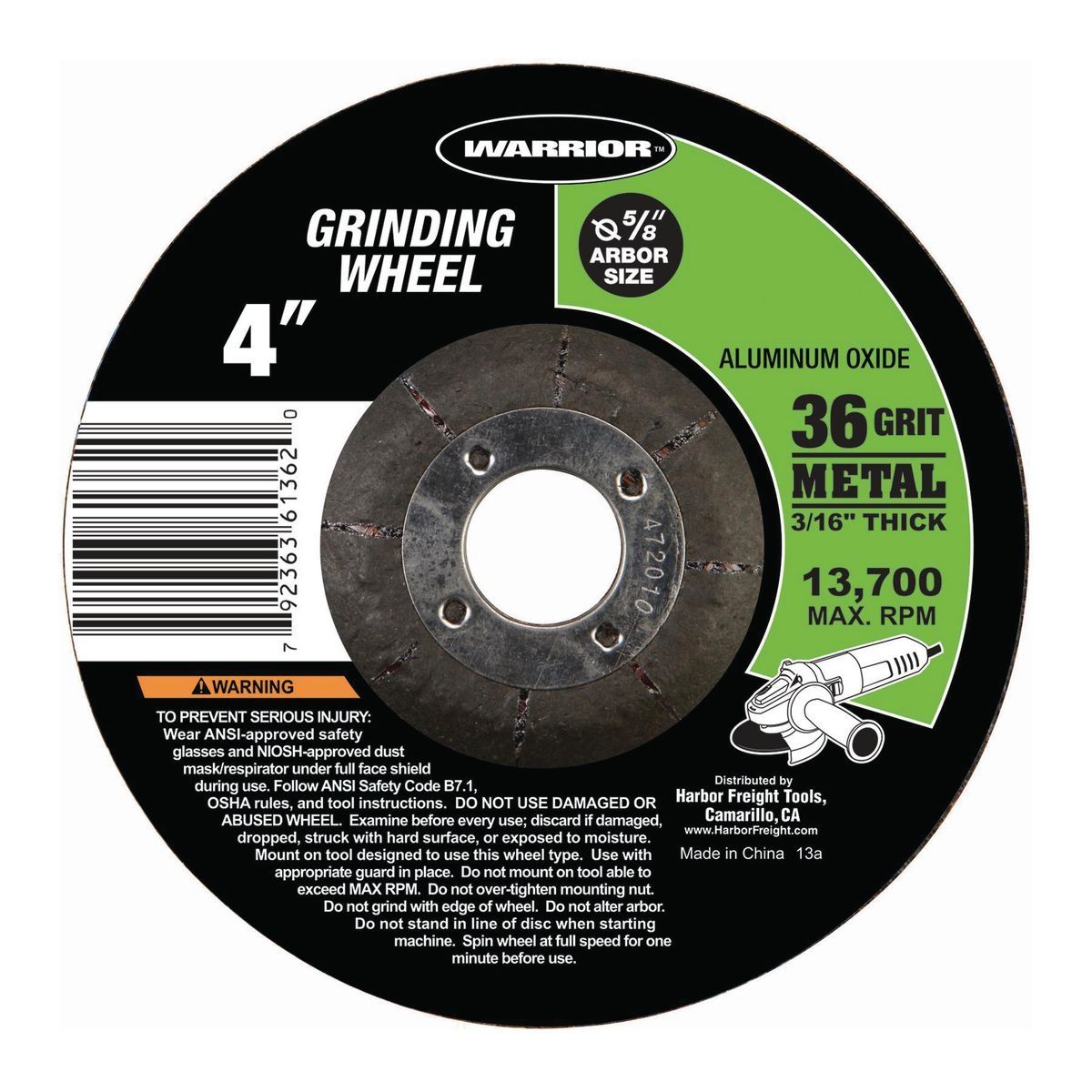 4 in. 36 Grit Metal Grinding Wheel G76379