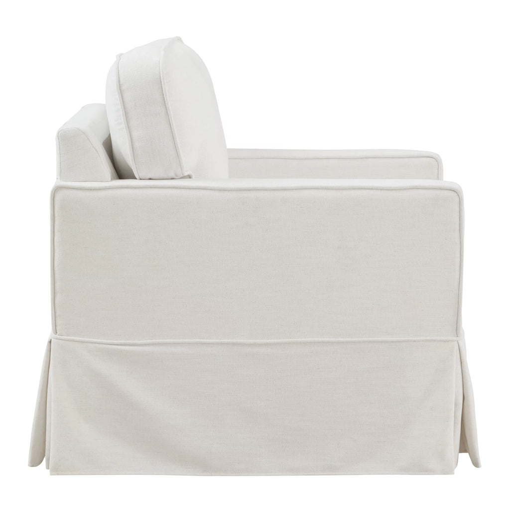 Ivory Fabric Upholstered Armchair V9492