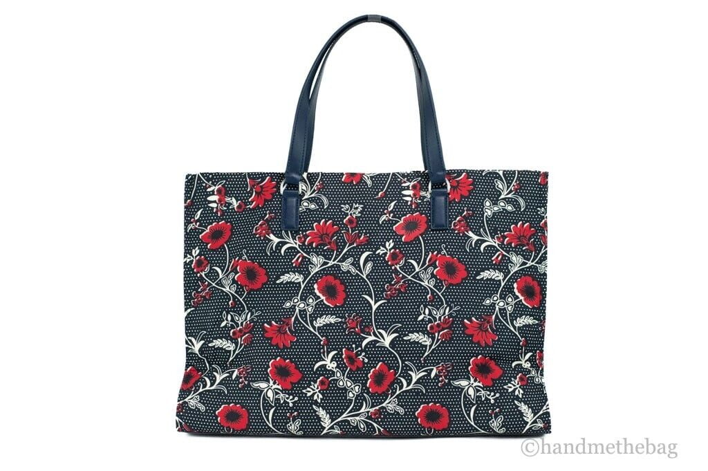 Navy Red Nylon Tote Handbag H426