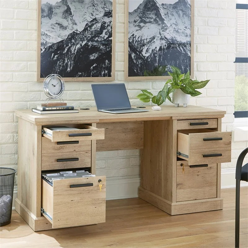 60" Engineered Wood Credenza Desk in Prime Oak H414