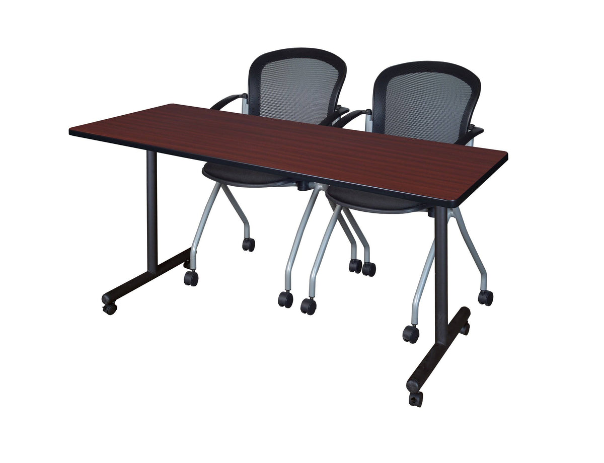 66x22 x 24x22 Mobile Training Table with 2 Chairs A4350