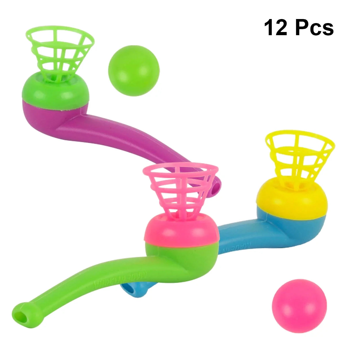 12pcs Plastic Floating Ball Toy Blow Pipe Party Game J78020