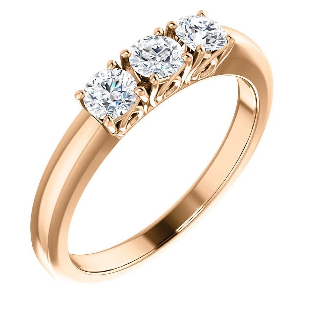 14k Yellow Gold 3-Stone Diamond Engagement Ring U7211