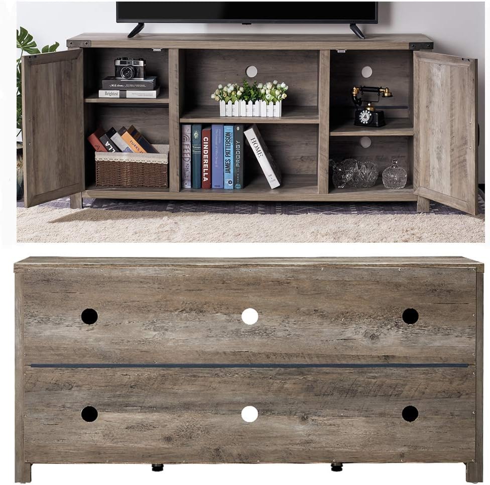 Rustic Gray TV Stand with Storage Shelves V51909