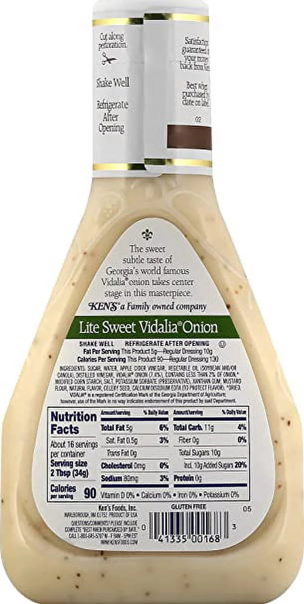 Lite Sweet Vidalia Onion Dressing, 16 FL OZ (Pack of 3) S88768