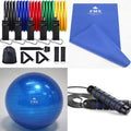 Portable Home Gym Set with 11pc Resistance Band Set, Stability Ball, Exercise Mat E6063