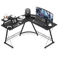 Black L Shaped Gaming Desk with Metal Frame E887