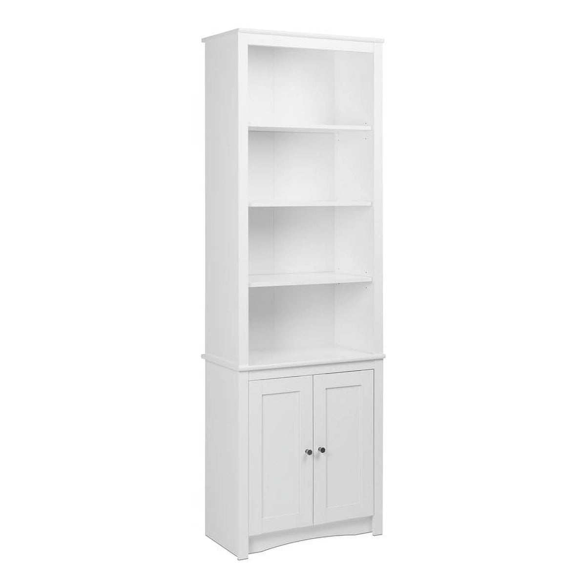 White 6 Shelf Bookcase with 2 Shaker Doors T60143