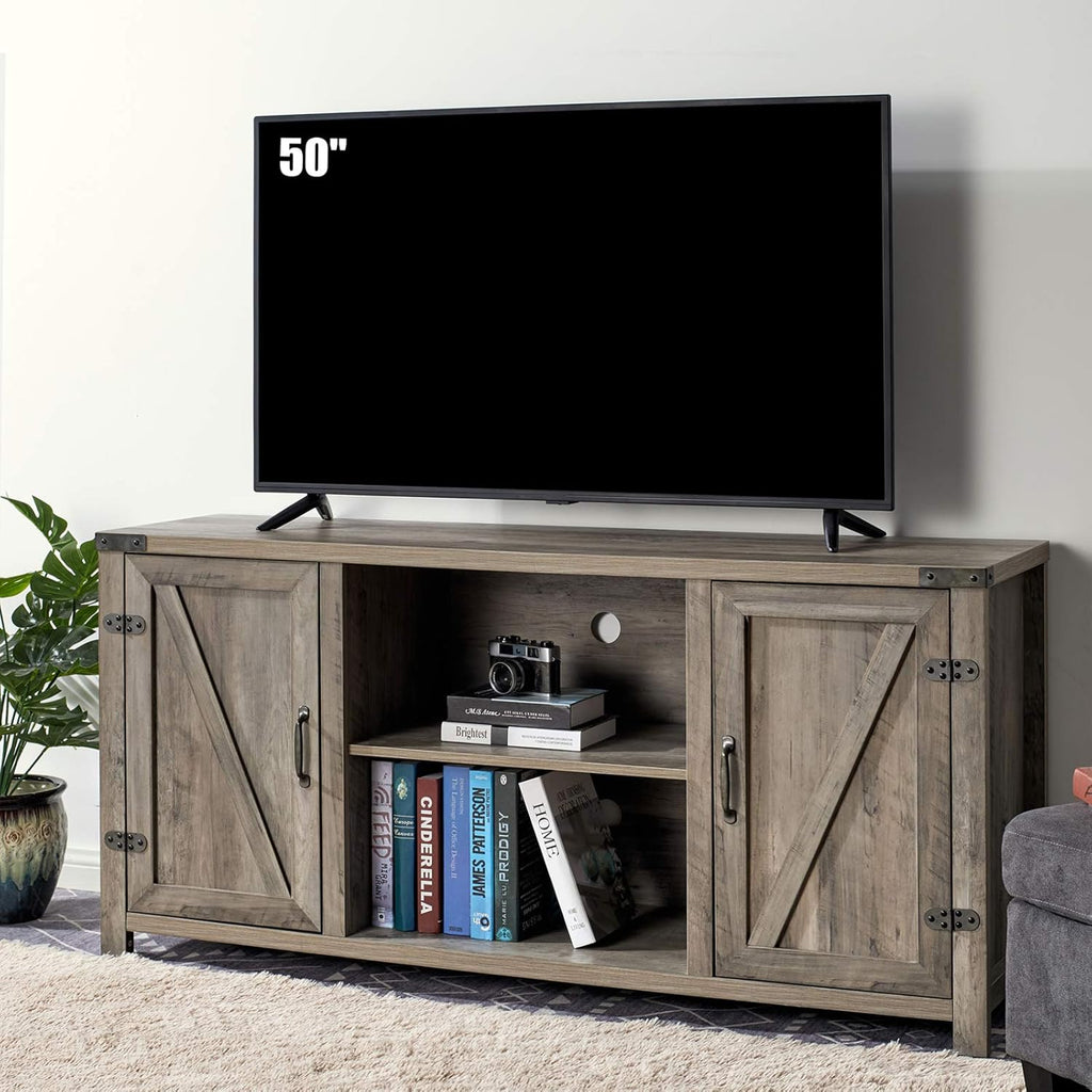 Rustic Gray TV Stand with Storage Shelves V51909