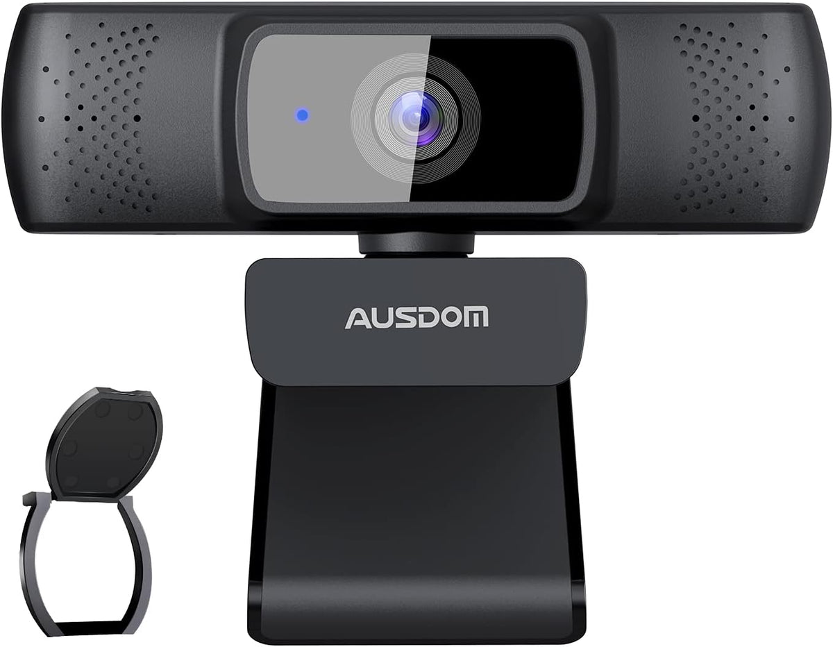 1080P Webcam with Privacy Cover, Dual Noise Reduction Microphones, 90° Wide-Angle View Z728