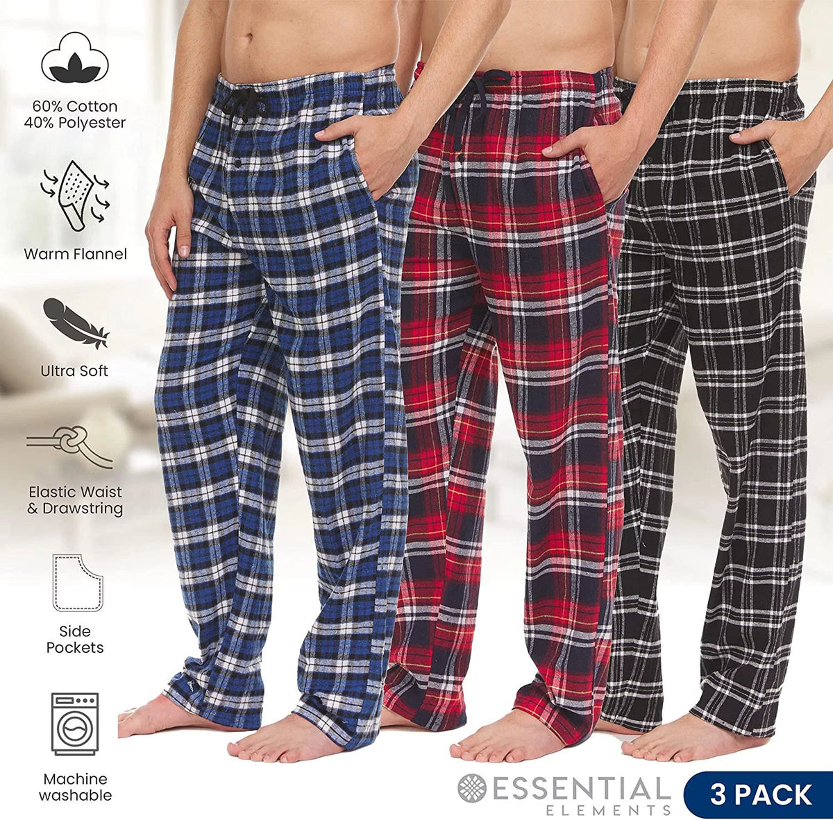 Cotton Blend Plaid Pajama Pants 3 Pack Z185765