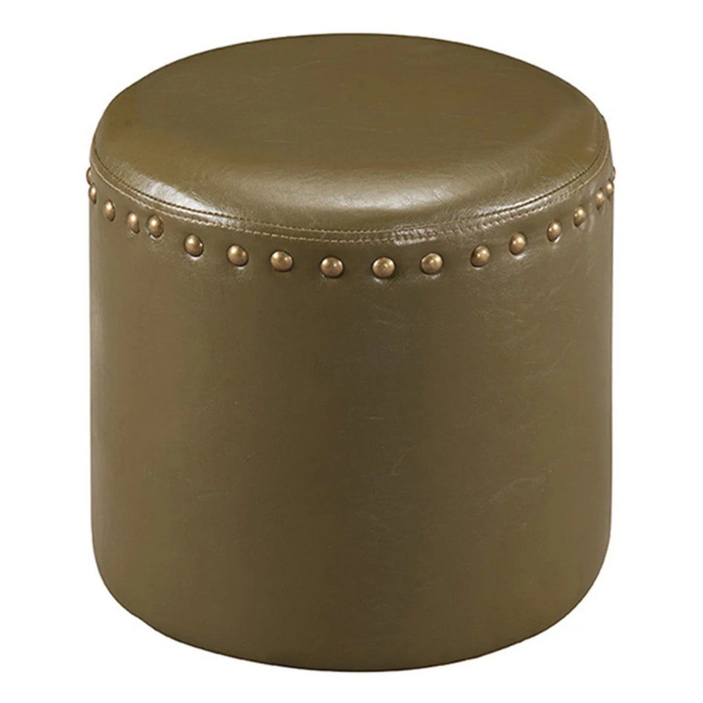 Faux Leather Round Ottoman G2095