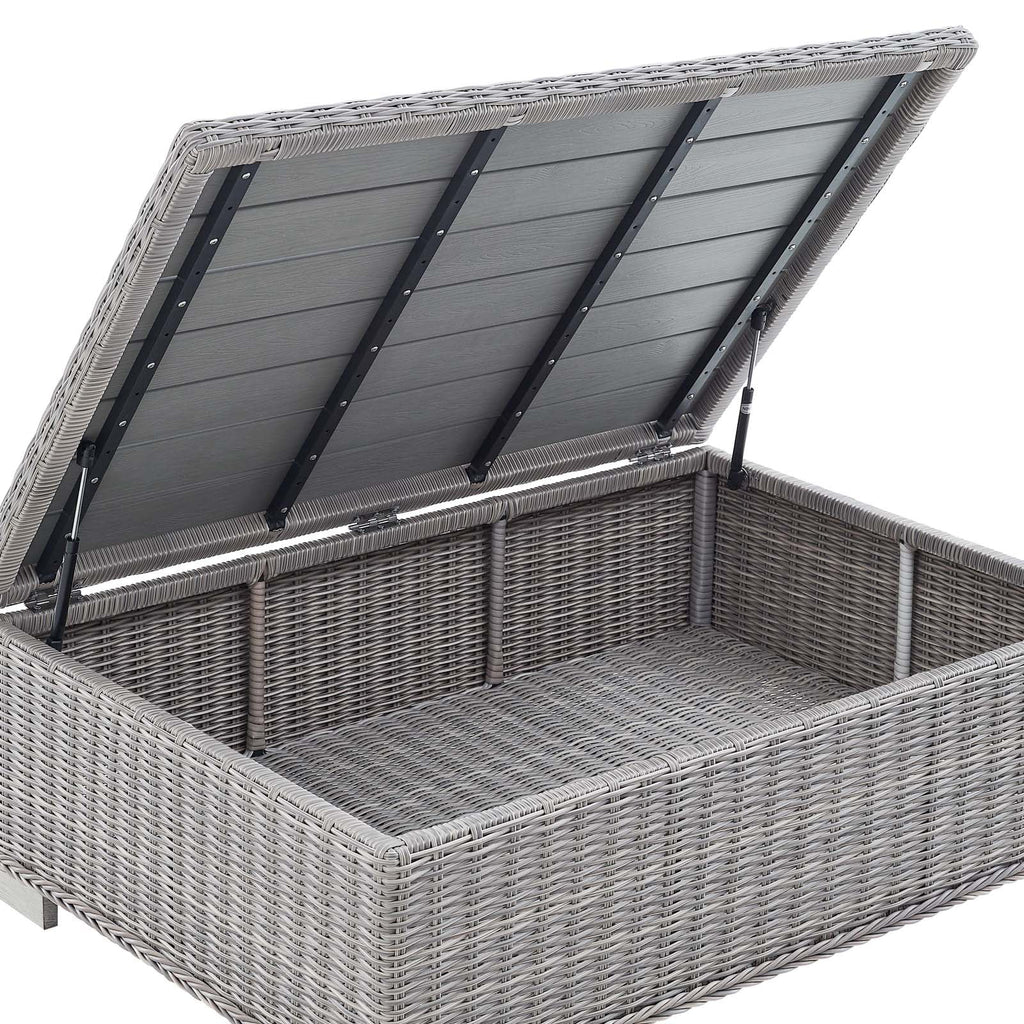 45" Light Gray Wicker Rattan Outdoor Coffee Table F1238