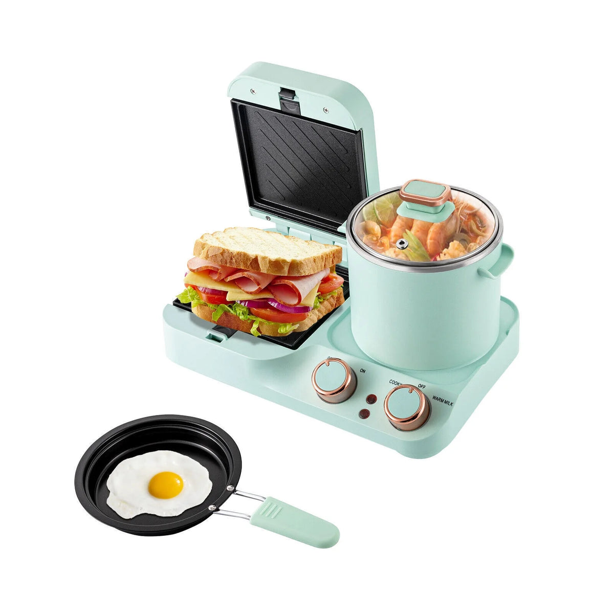 3in1 Electric Breakfast Sandwich Maker with Non-stick Plate I69827