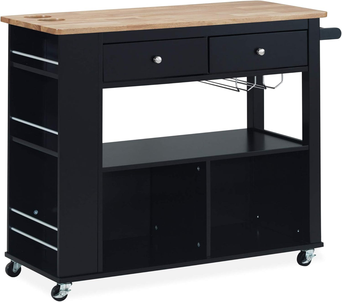 Black Kitchen Cart with Wheels Q616