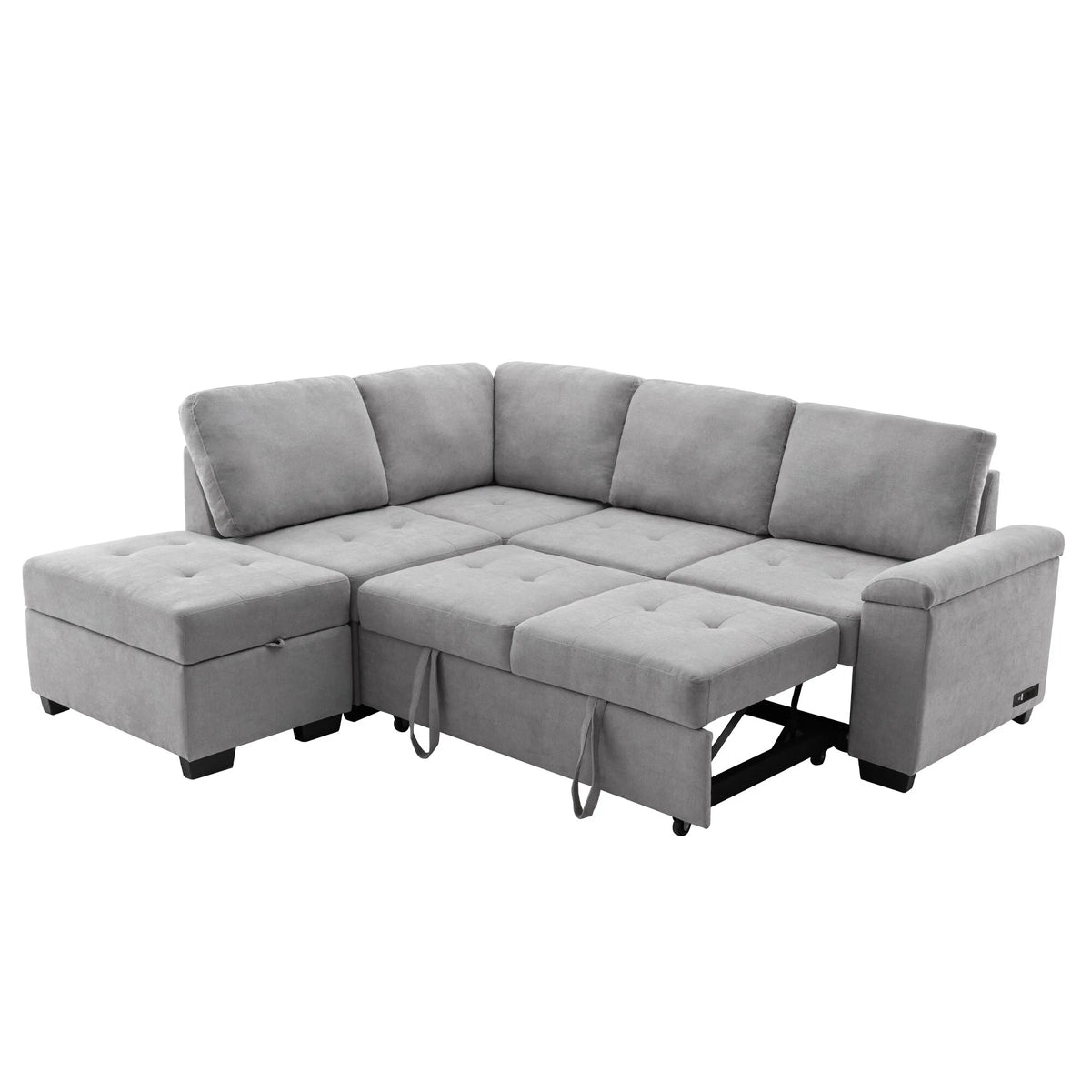 L-Shape Sleeper Sectional Sofa with Storage Ottoman H51881