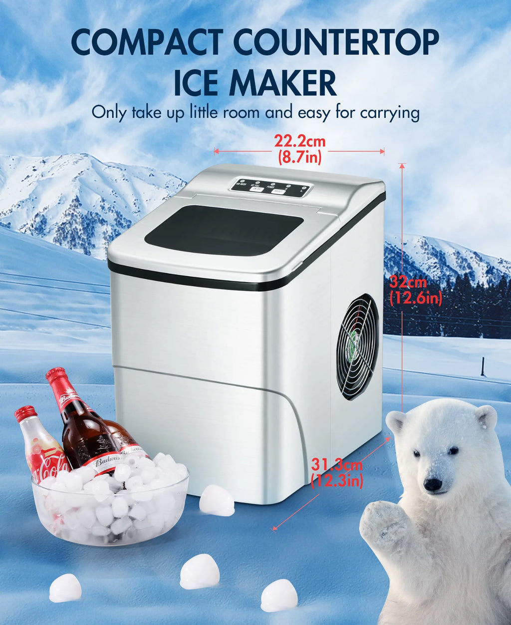 Portable Countertop Ice Maker 26lbs/Day T50396