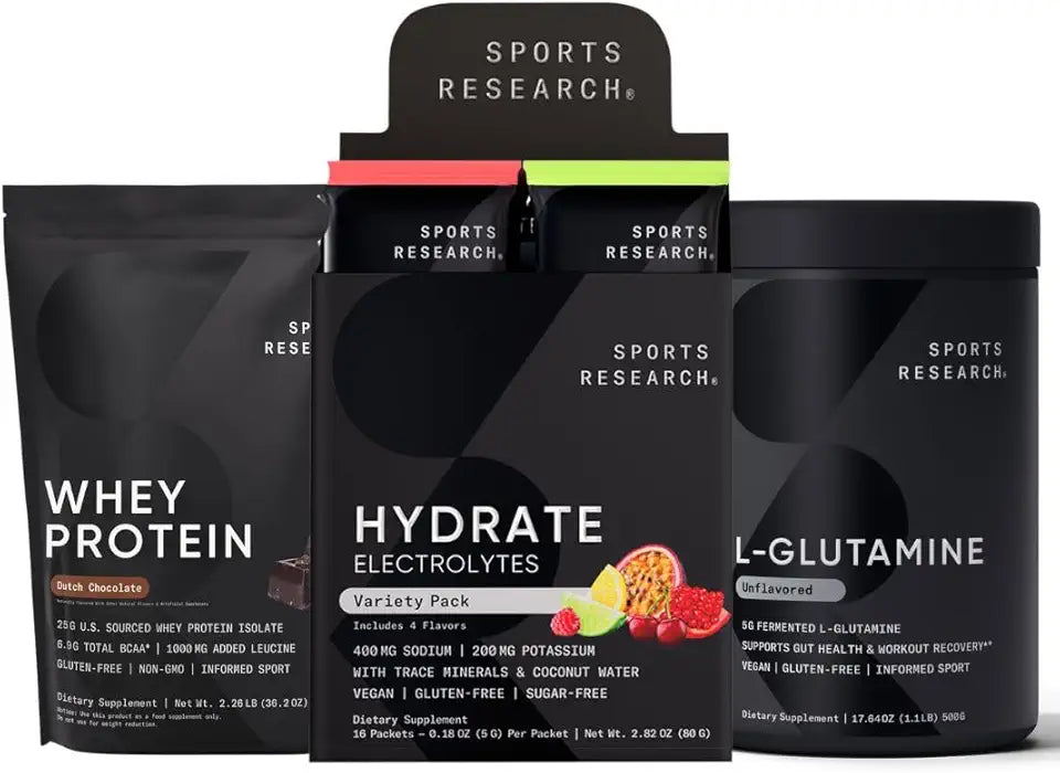 Dutch Chocolate Whey Protein Isolate Powder and Unflavored L-Glutamine L4116