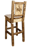 Homestead Back Barstool with Laser Engraved Bronc Design N872