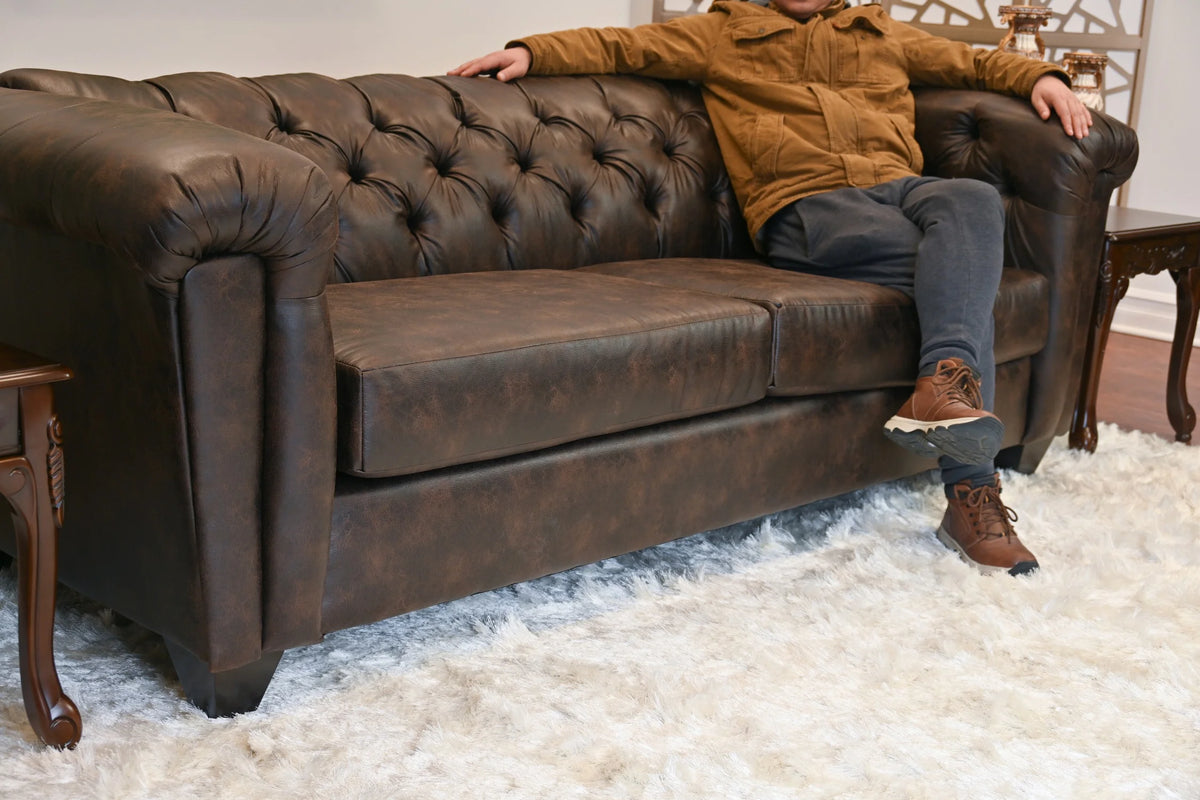Faux Leather Chesterfield Sofa J349779