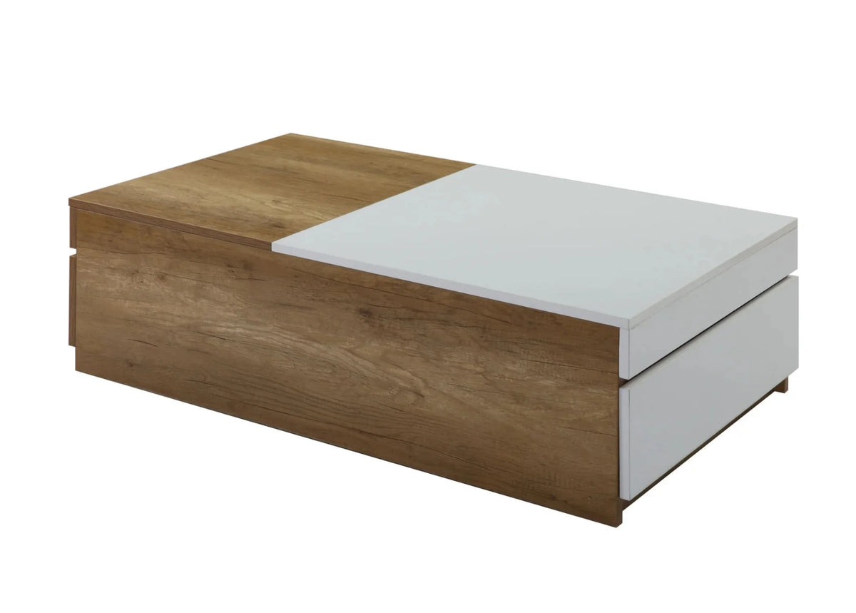 Oak White 2 Drawer Rectangular Coffee Table D4281