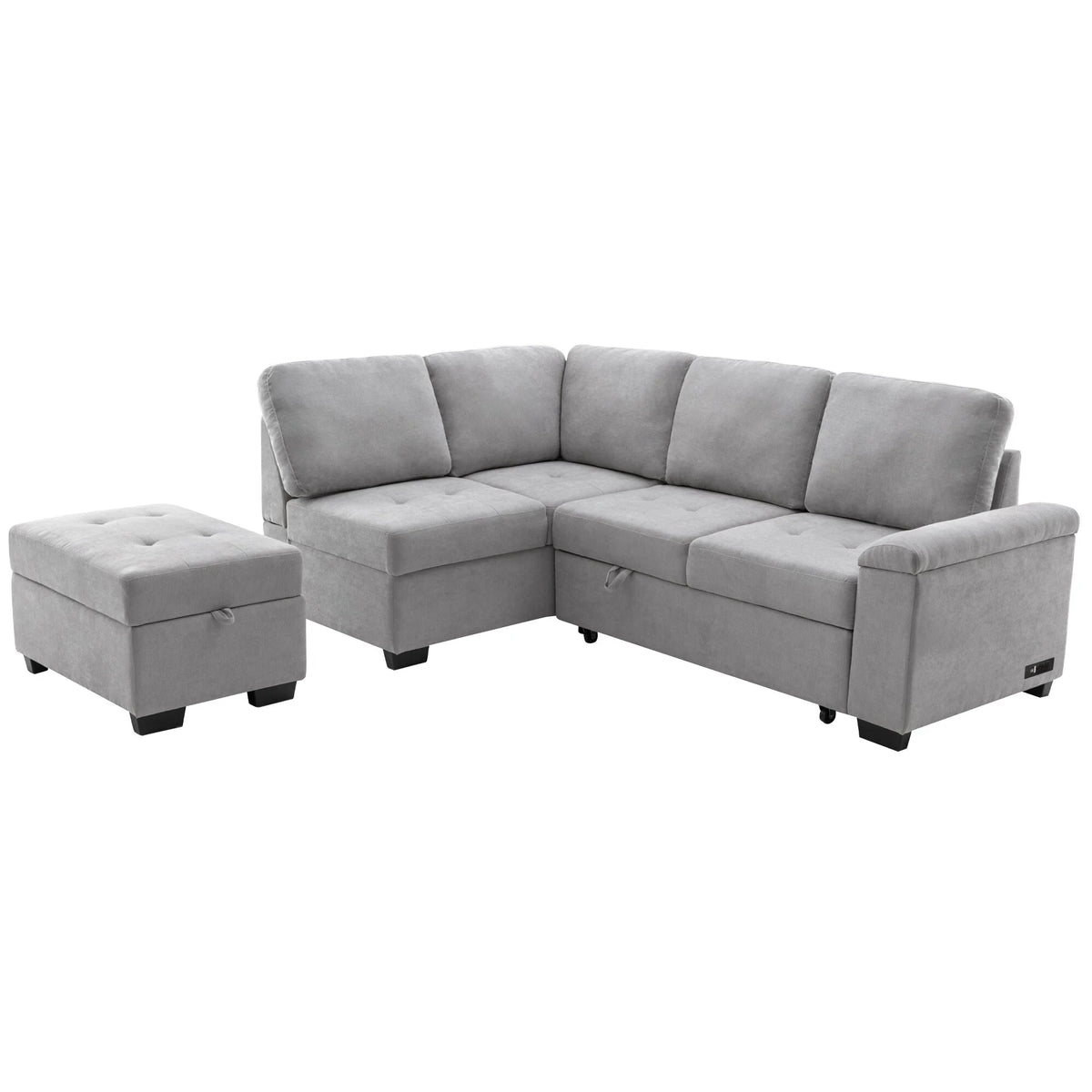 L-Shape Sleeper Sectional Sofa with Storage Ottoman H51881