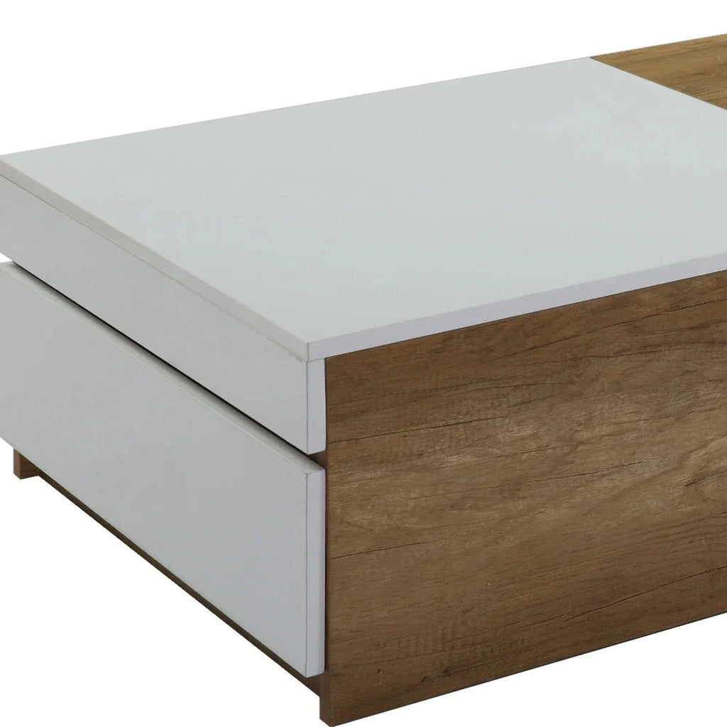 Oak White 2 Drawer Rectangular Coffee Table D4281