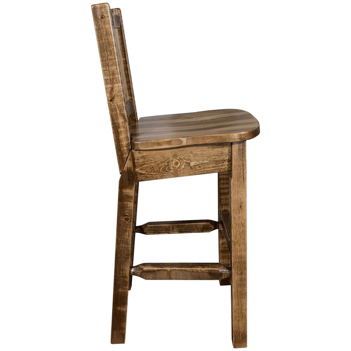 Homestead Back Barstool with Laser Engraved Bronc Design N872