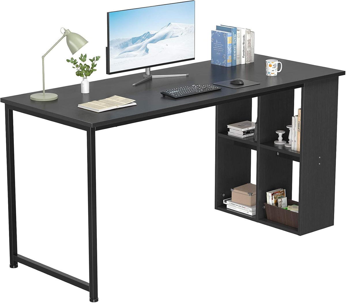 47.2'' White Computer Desk with Storage Shelves M500