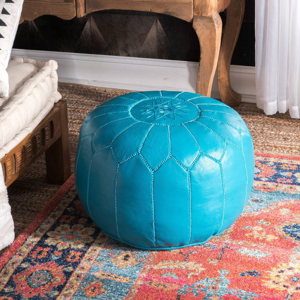 Moroccan Leather Handmade Ottoman Pouf - Pink C894394