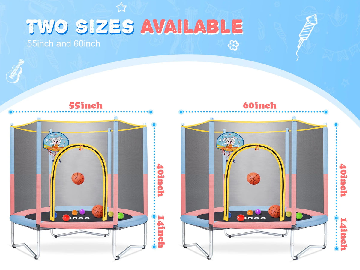 Kids Trampoline with Safety Enclosure and Steel Frame R743