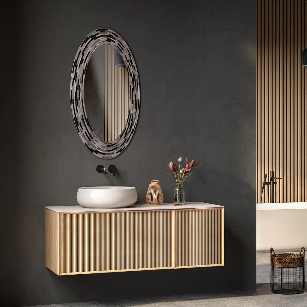 Charcoal Framed Oval Wall Vanity Mirror 23" x 29" W700555