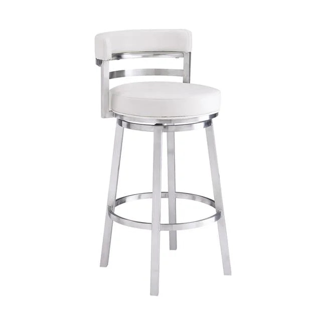 White 30 in. Padded Swivel Bar Stool U5834