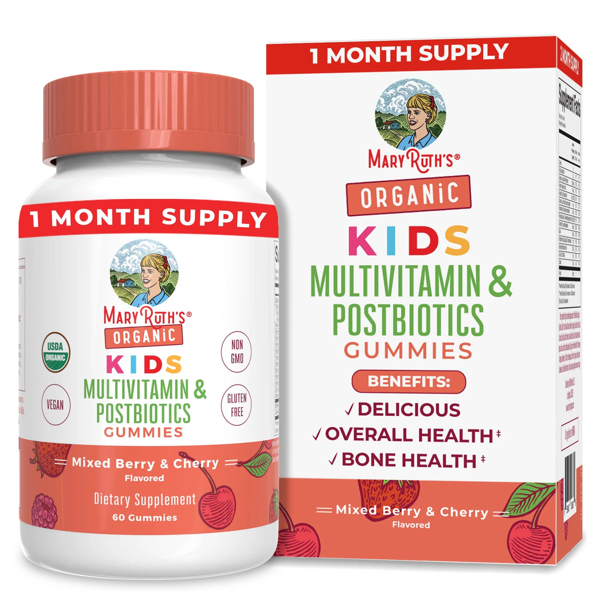 Organic Kids Multivitamin Gummies with Postbiotics, 60 Count L95000