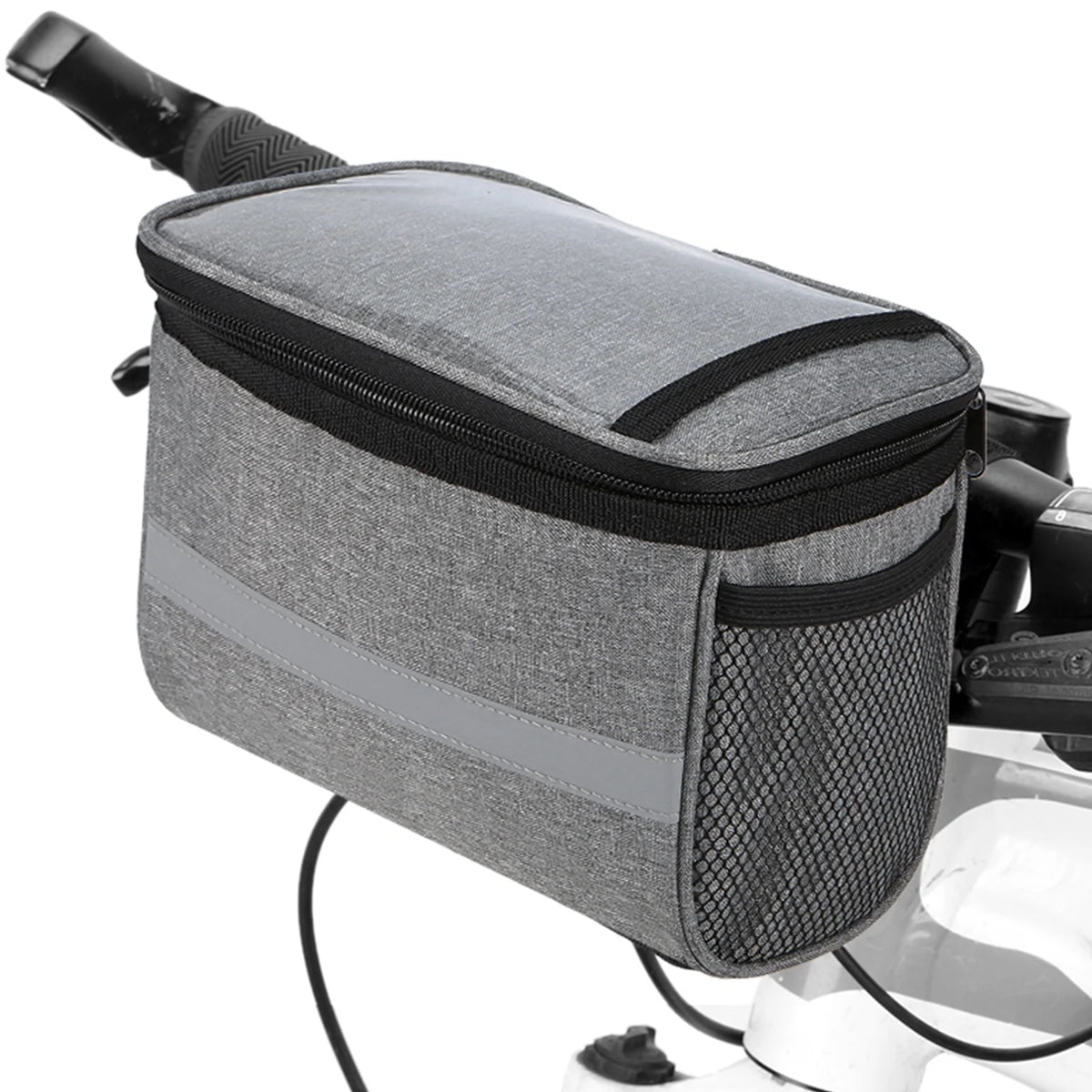 Grey Polyester Insulated Bike Handlebar Bag H996810
