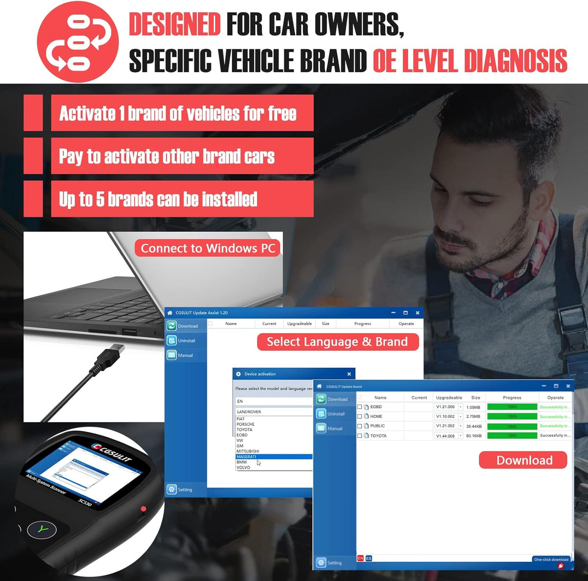 Full Systems Diagnostic Scan Tool with All Special Functions V7858