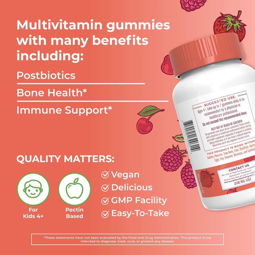Organic Kids Multivitamin Gummies with Postbiotics, 60 Count L95000