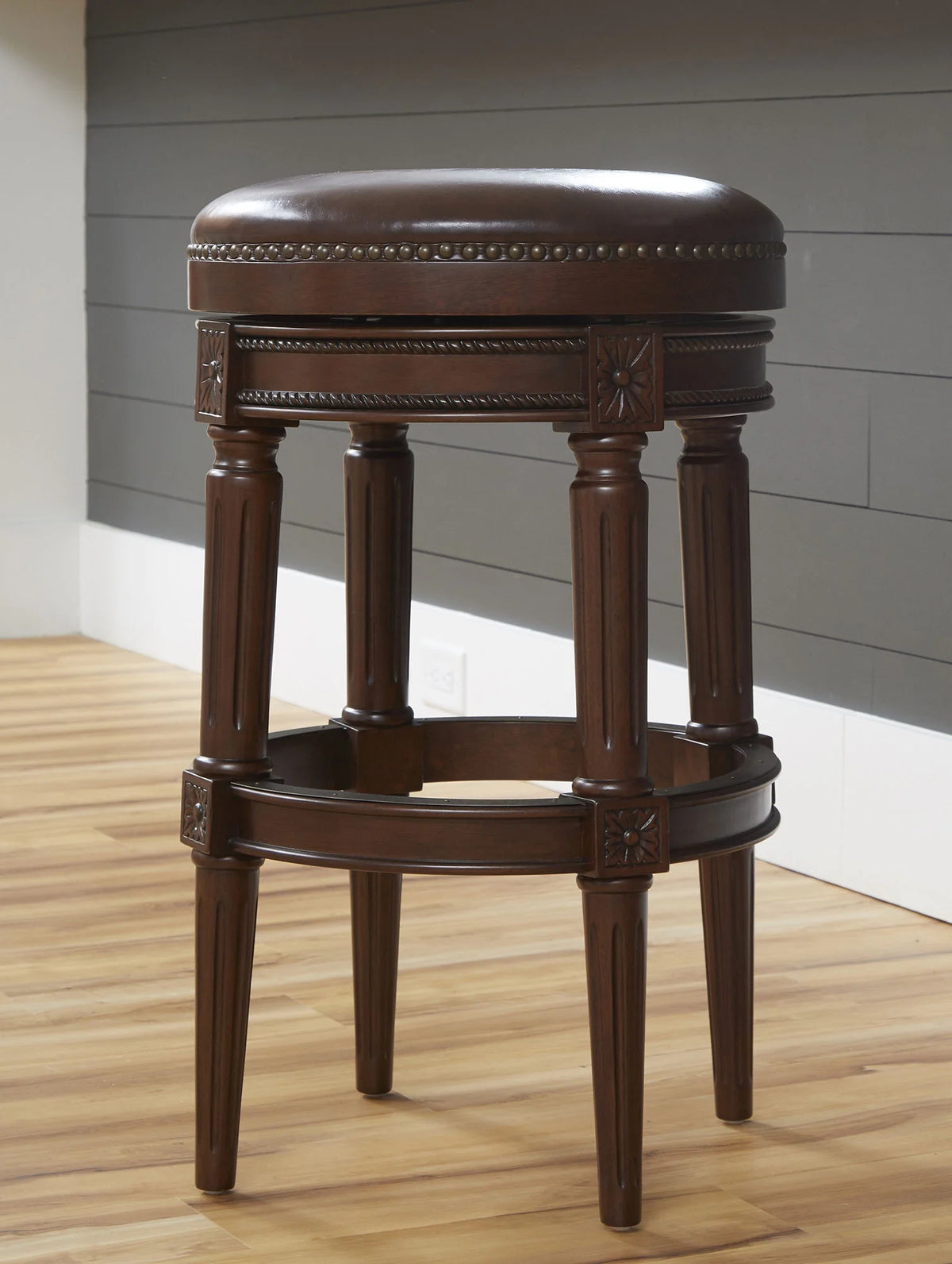 Backless Bar Height Stool Distressed Walnut P417573