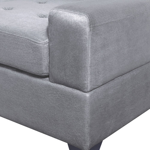 3 Piece Microfiber Sectional Sofa with Reversible Chaise Lounge Storage Ottoman and Cup Holders A60952