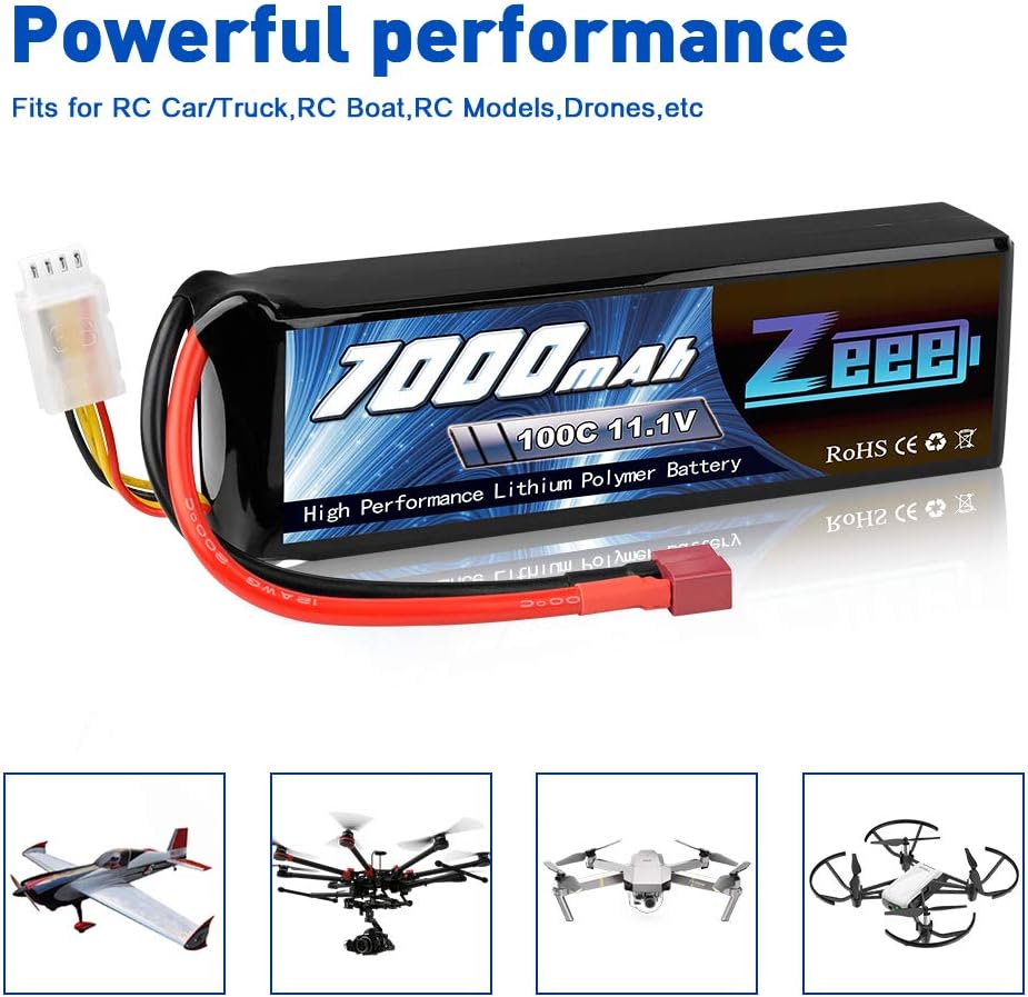 11.1V 3S Lipo Battery 100C 7000mAh Deans Connector Soft Case E2103