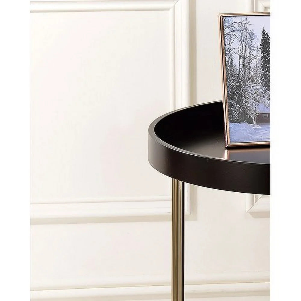 Espresso Mid-Century Side Table with Copper Legs S655