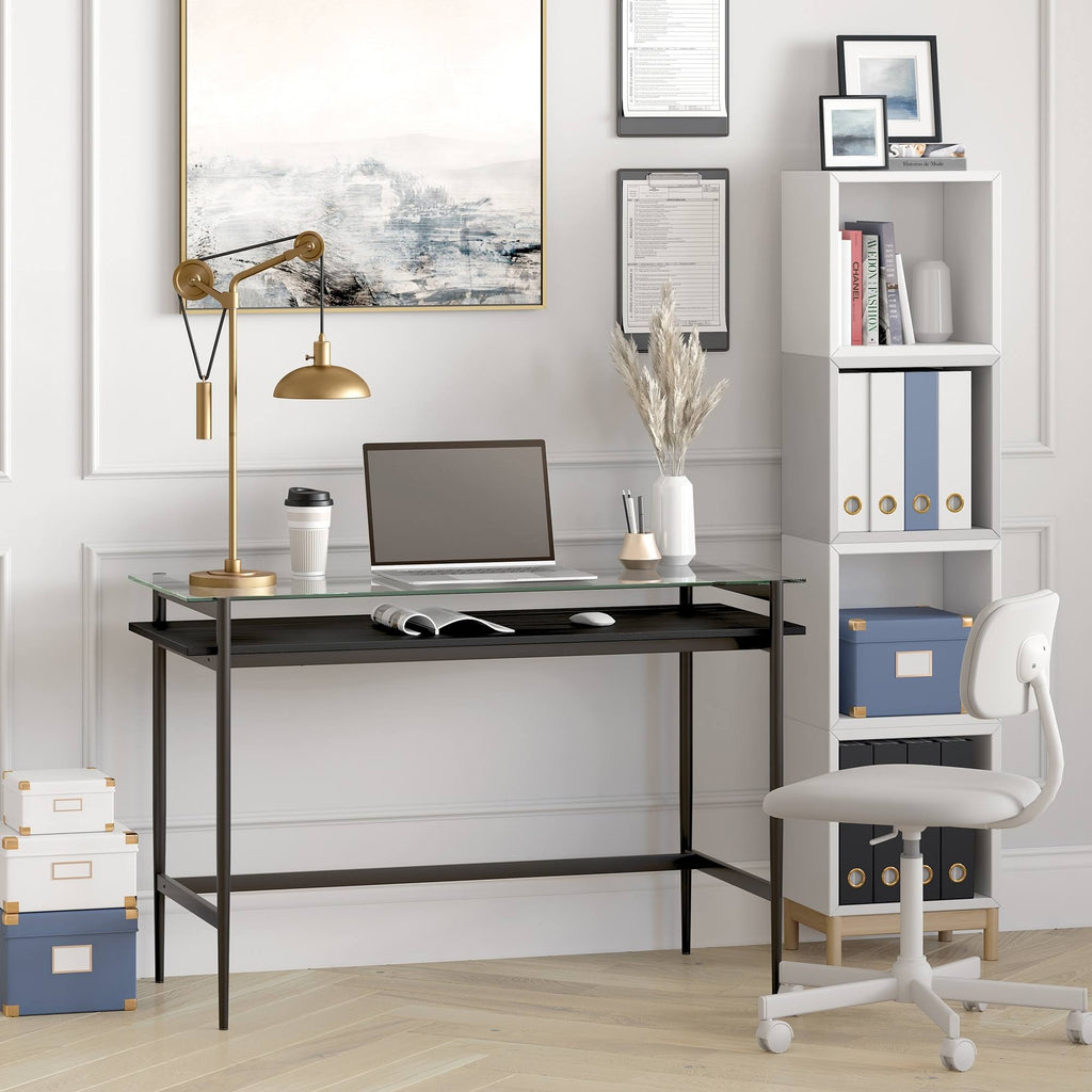 Brass Desk with Walnut Shelf H148792