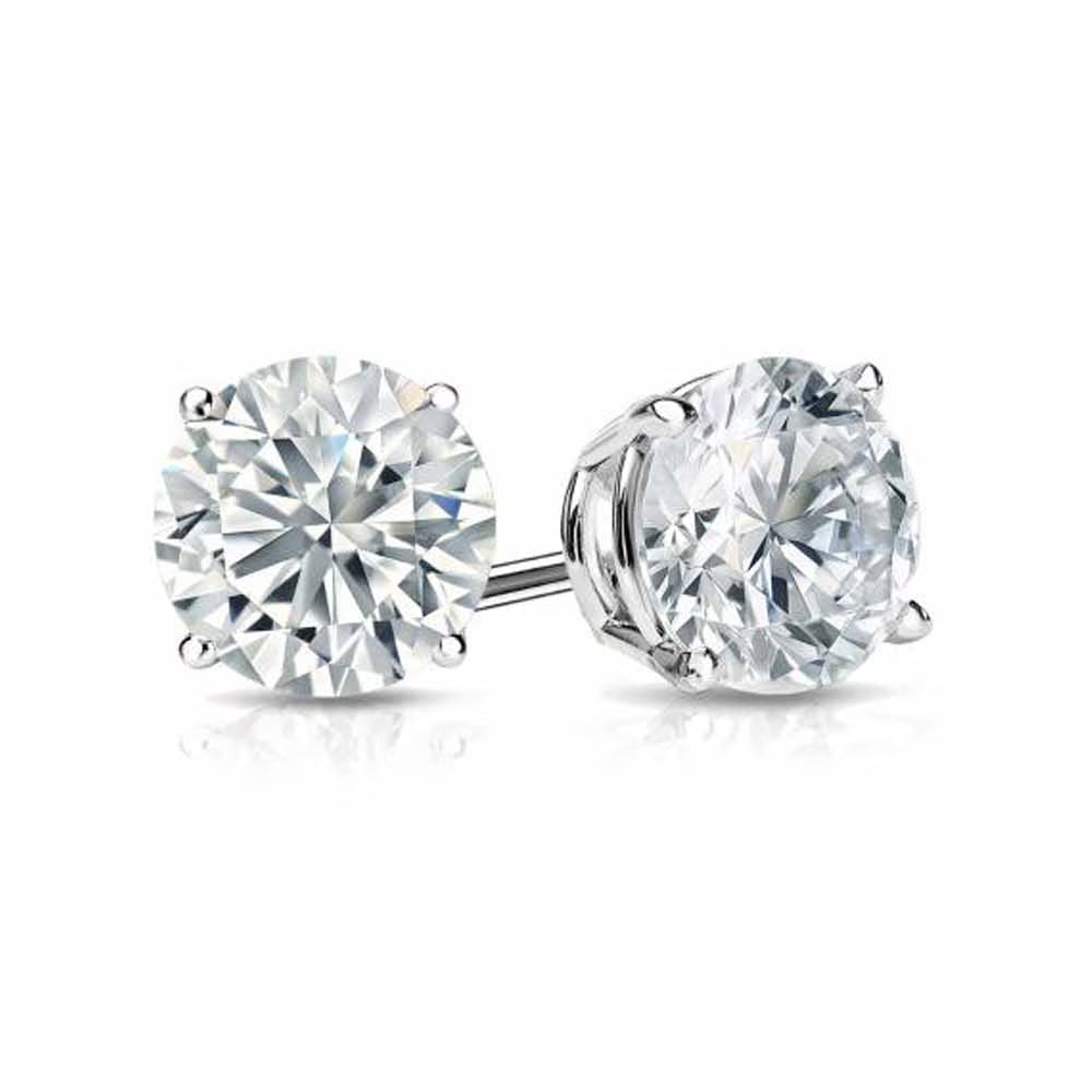 14k White Gold Round Created Diamond Stud Earrings 4MM Q885829