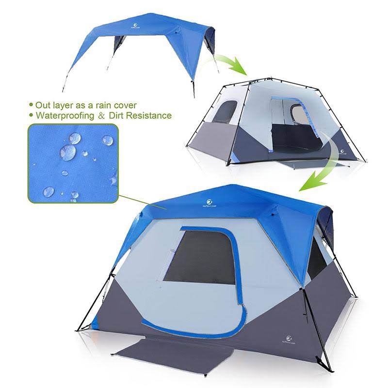6 Person Instant Cabin Camping Tent Orange H798821