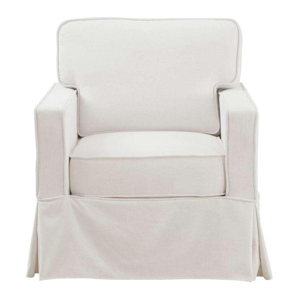 Ivory Fabric Upholstered Armchair V9492