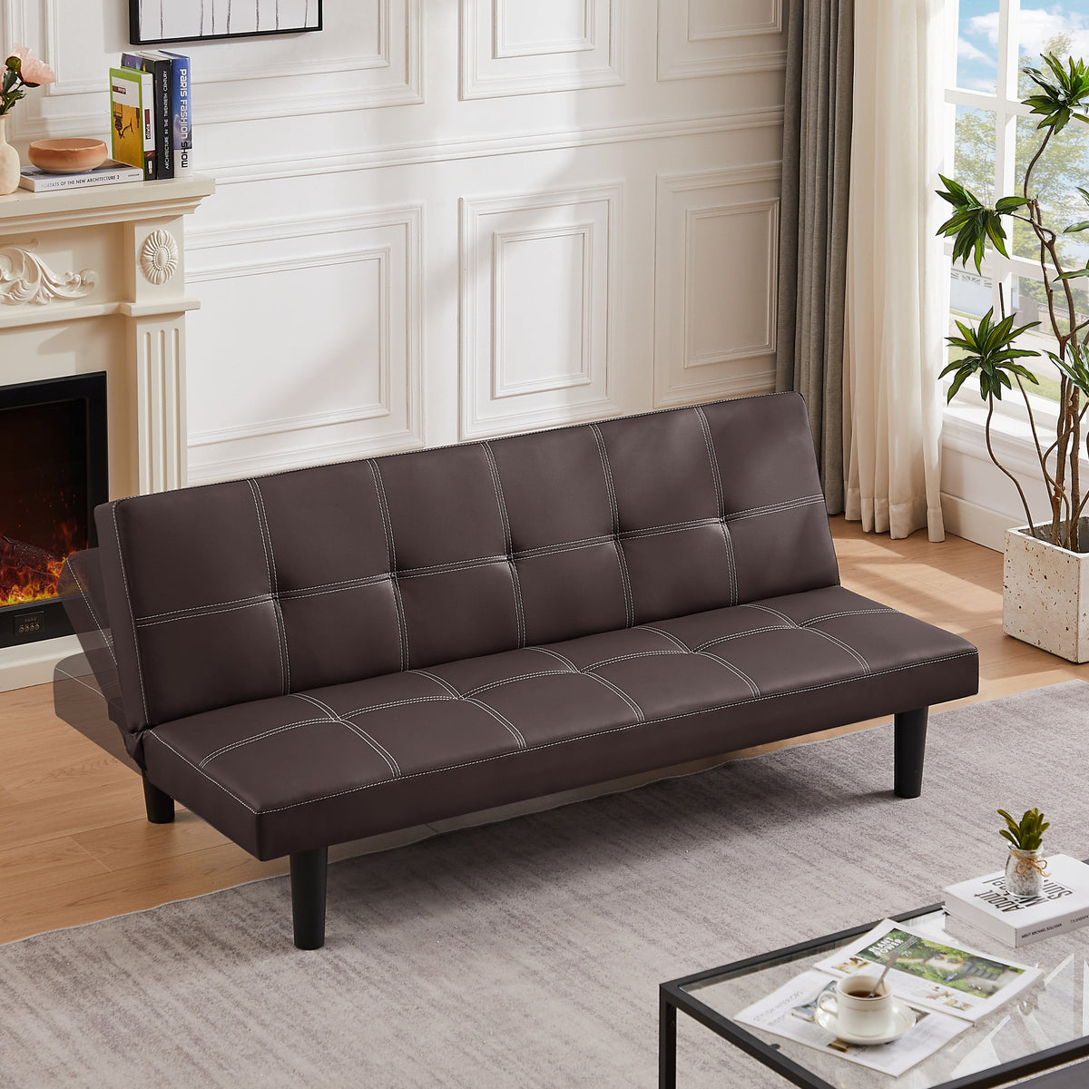 Bruno Black PU Convertible Sofa Bed K962