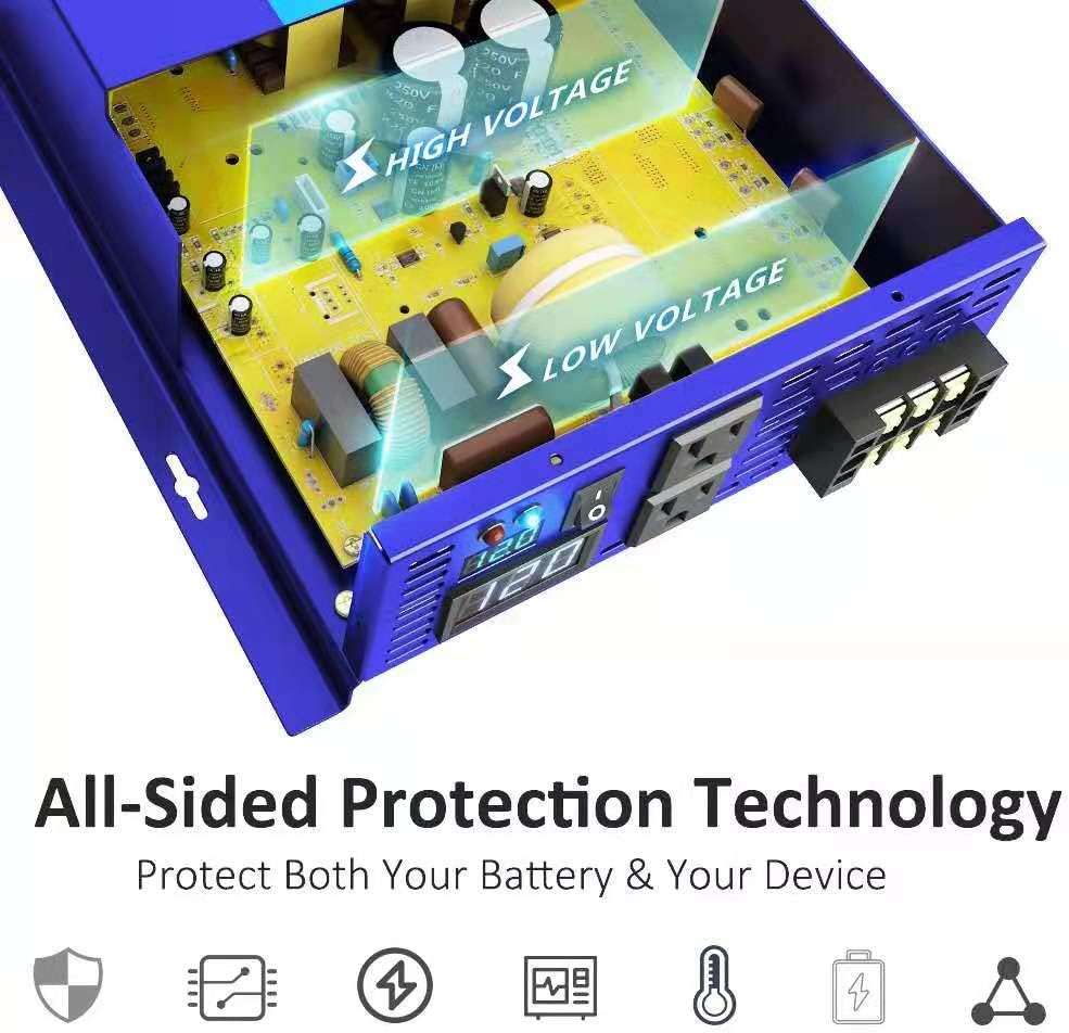 2000W Pure Sine Wave Power Inverter 12V to 120V AC with LED Display L1433
